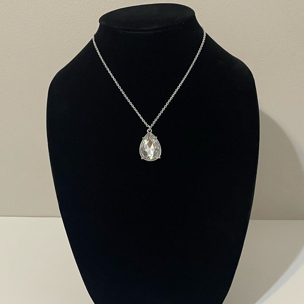 Macy’s Charter Club Women’s Pendant Necklace Silver Teardrop Crystal